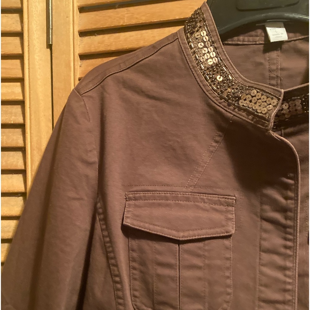 Apt. 9 Brown Jacket With Sequins Embellished Coll… - image 5